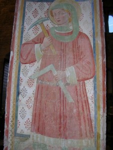 affresco votivo raffigurante il protettore degli scalpellini. San Claudio, Spello.