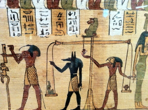 Papiro con cerimonia della psicostasia. 
