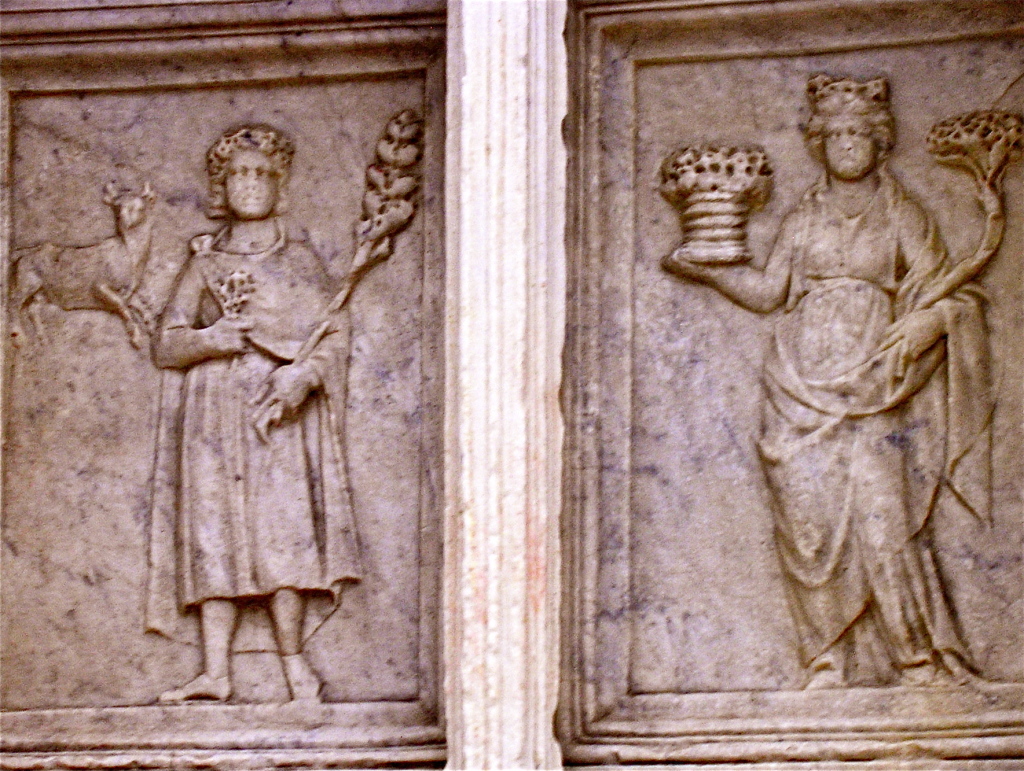 Il mese di aprile sulla Fontana Maggiore di Perugia, opera di Giovanni e Nicola Pisano, 1278