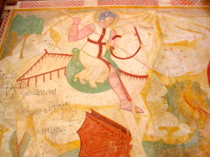 San Giorgio sconfigge il drago. Affresco del XIII secolo.
