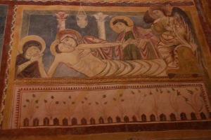 Deposizione di Cristo al sepolcro. Bominaco. Oratorio di San Pellegrino. 